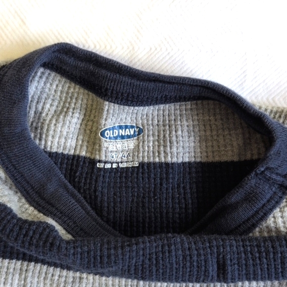 old navy rugby stripe thermal waffle knit long sleeve shirt 3T toddler boys - Picture 2 of 4
